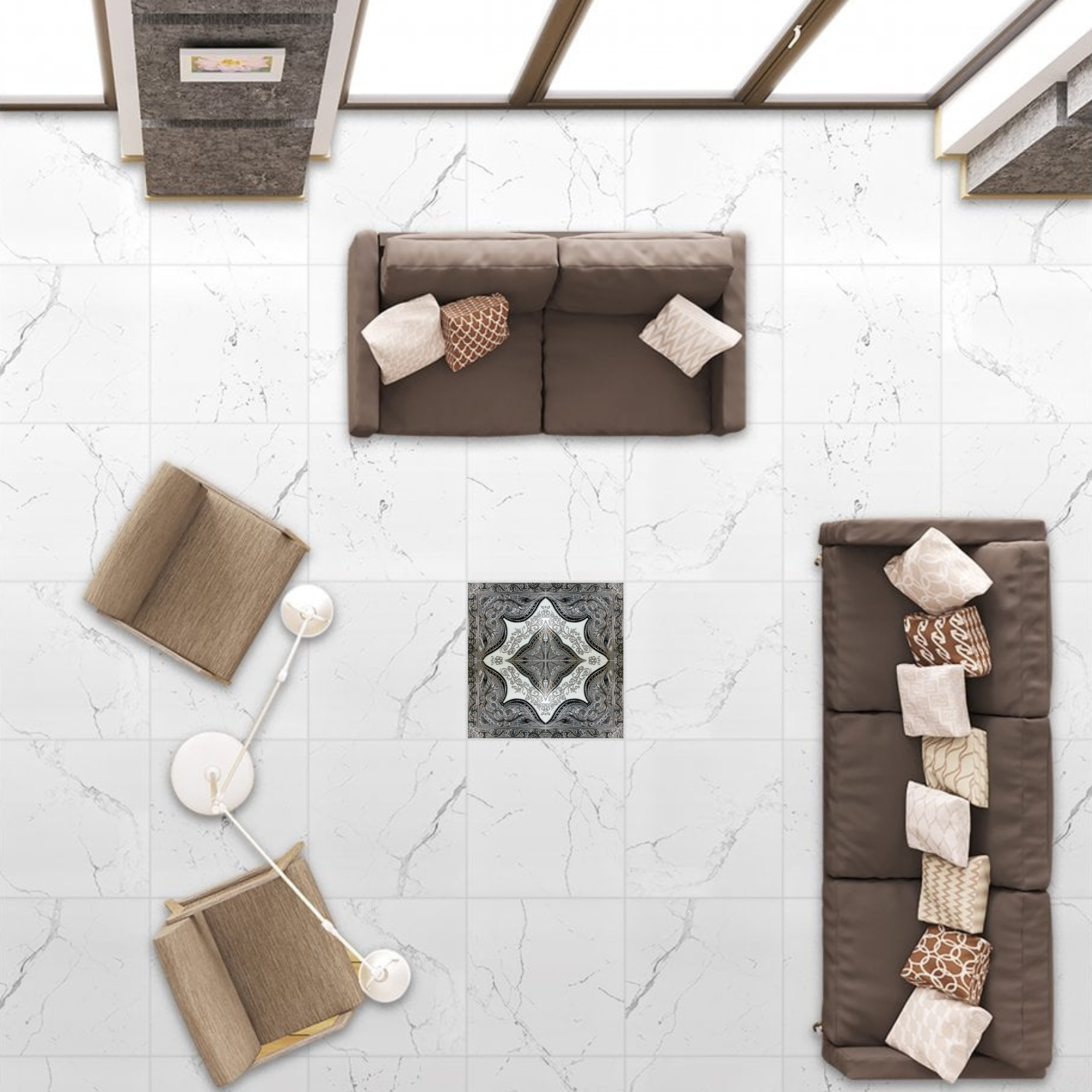 Persian Carpet Decor 120cm x 120cm Wall & Floor Tile (4 Tile Set)