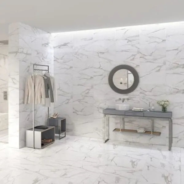 Da Vinci Lux White Sugar Glazed Rectified 60cm x 120cm Wall & Floor Tile
