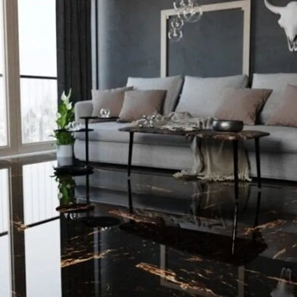 Dolce Black & Gold 60cm x 60cm Wall & Floor Tile