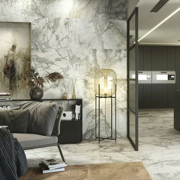 Invisible Marble Gold Matt Porcelain 60cm x 120cm Wall & Floor Tile