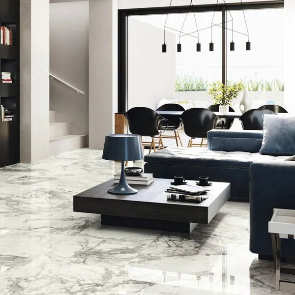 Invisible Marble Gold Polished Porcelain 60cm x 60cm Floor Tile