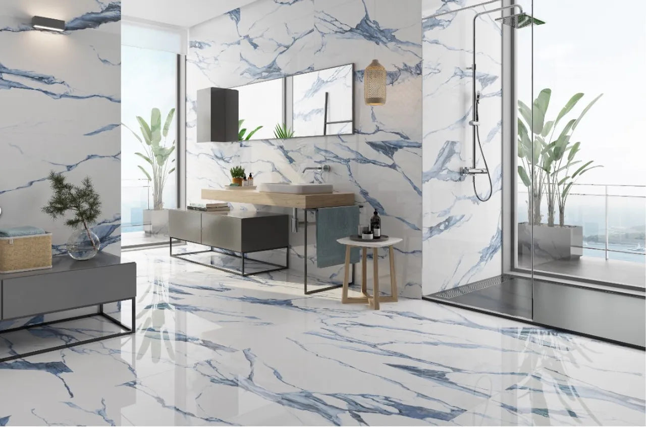 Pris Calacutta Blue 60cm x 60cm Wall & Floor Tile