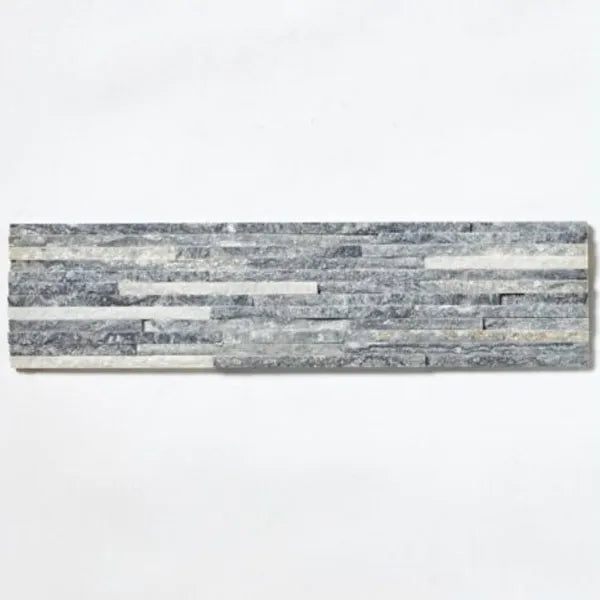 Split Face White Grey Waterfall 15cm x 60cm Wall Tile