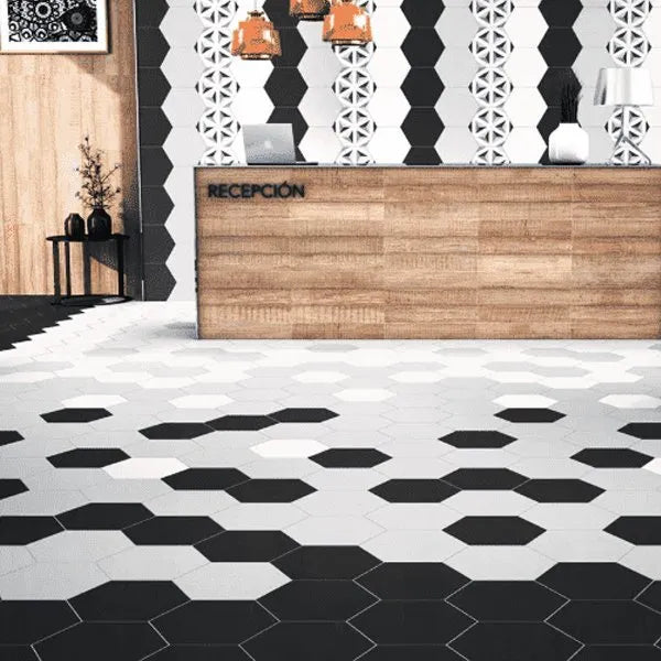 Hexatile Matt Black 17.5cm x 20cm Wall & Floor Tile