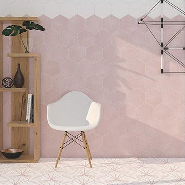 Hex Blaze Pink 14cm x 16.3cm Wall & Floor Tile