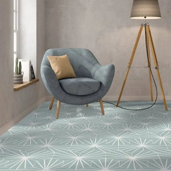 Hex Blaze Blue 14cm x 16.3cm Wall & Floor Tile