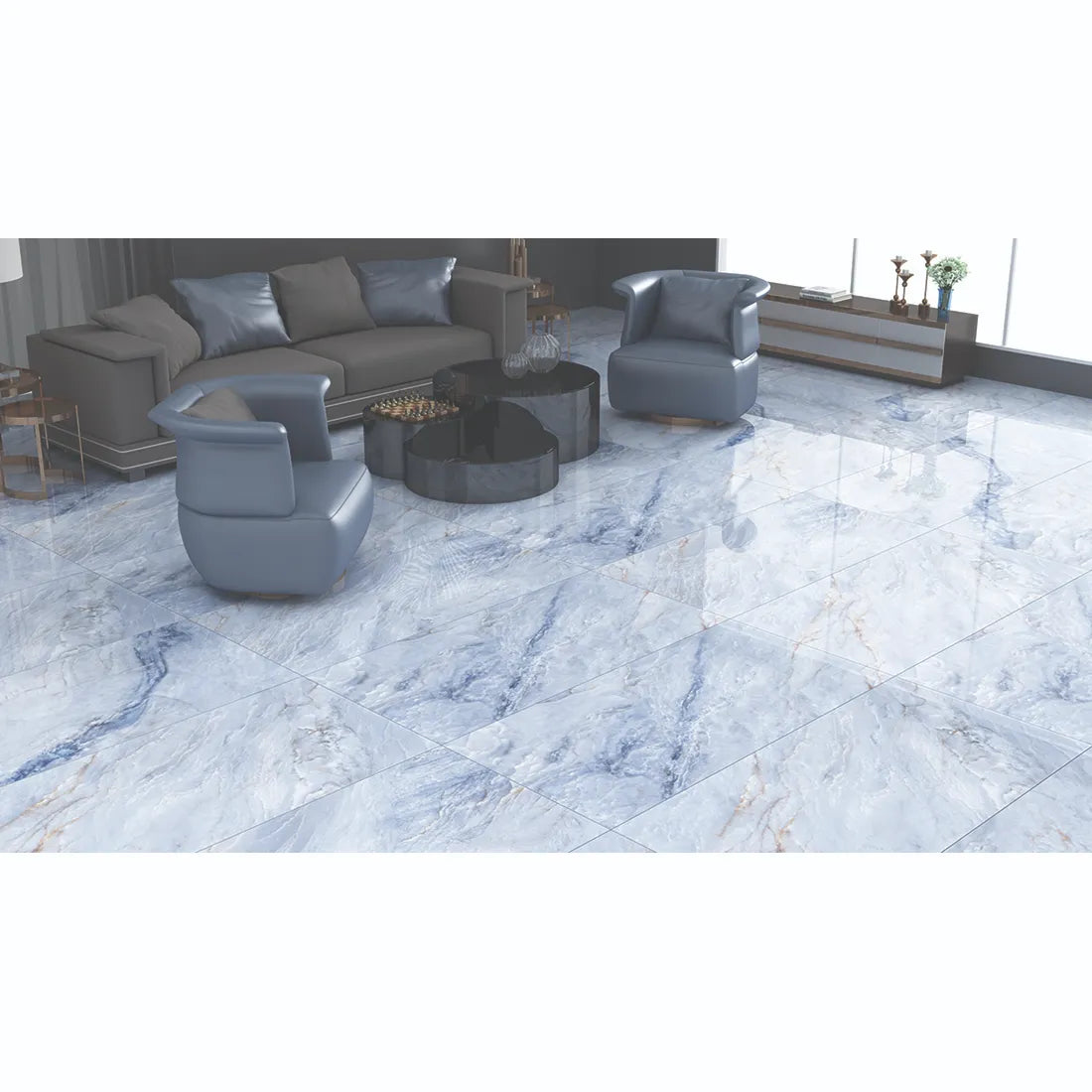 Jarkata Blue Polished 60cm X 120cm Wall & Floor Tile
