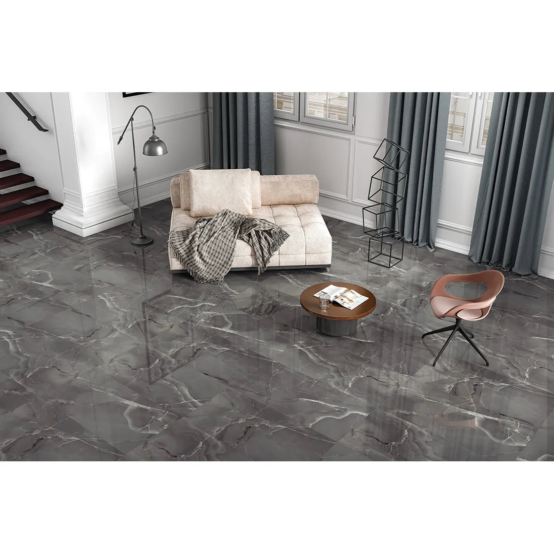 Onyx Dark Grey Polished 60cm X 120cm Wall & Floor Tile