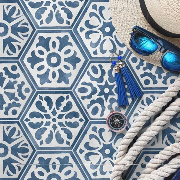 Abril Decor Blue Wall Floor Hexagon Tile-1